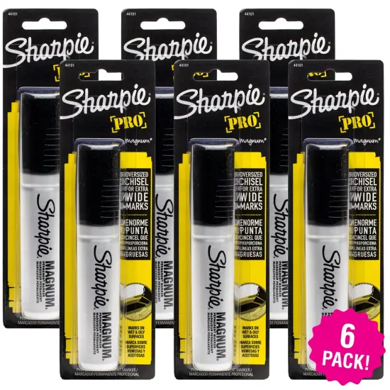 Multipack of 6 - Sharpie Chisel Tip Magnum Permanent Marker-Black {1}