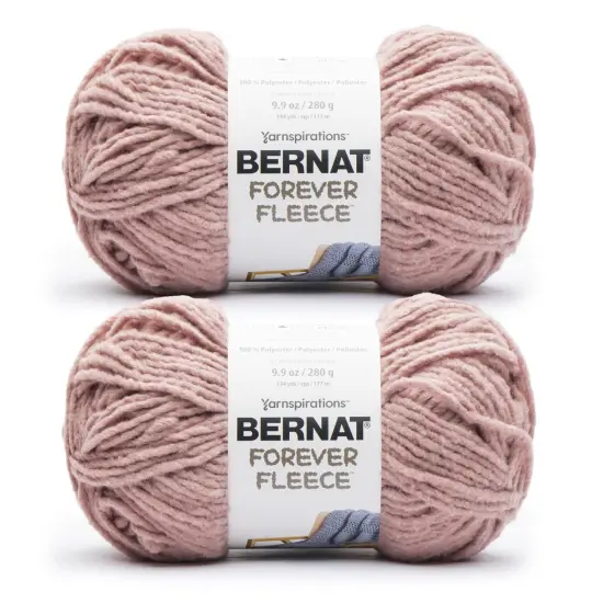 Bernat Forever Fleece Rose Hip Yarn - 2 Pack of 280g/9.9oz - Polyester - 6 Super Bulky - 194 Yards - Knitting/Crochet {1}