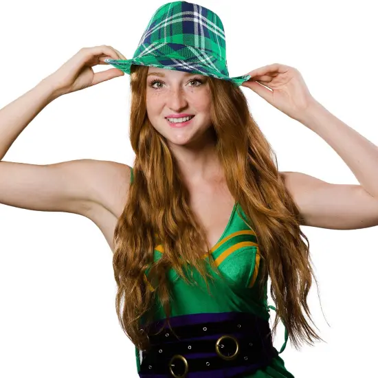 Irish Plaid Green Fedora - St. Patrick's Day Costume Accessories Leprechaun Hat for Men Women and Kids {5}