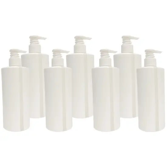 15 Pack Refillable 16 Oz White HDPE Plastic Pump Dispenser Viewstrip Bottles {1}