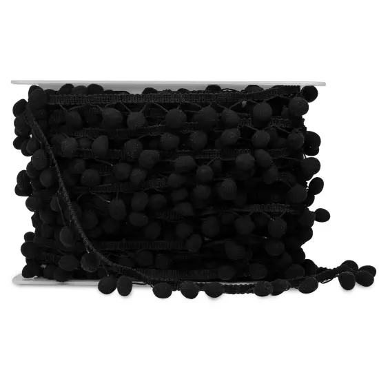 5 yards of 5/8"Lo lita Pom Pom Fringe Trim | 5 yard cut Black {3}