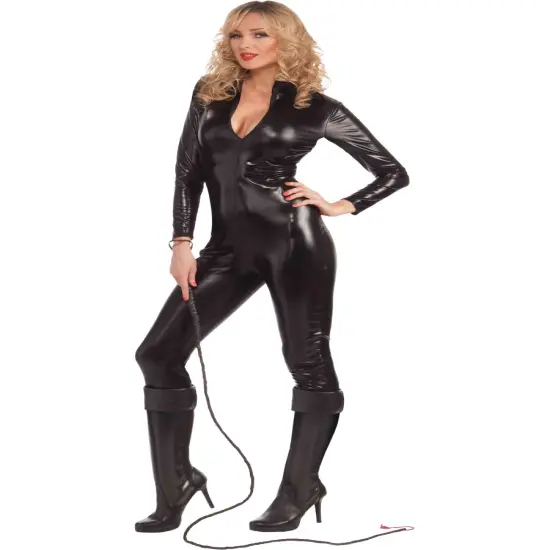 Secret Agent Sleek And Alluring Black Bodysuit Women's Costume {1}