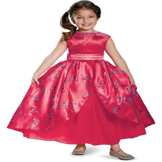 Child's Girls Deluxe Disney Princess Elena Of Avalor Ball Gown Dress Costume {1}