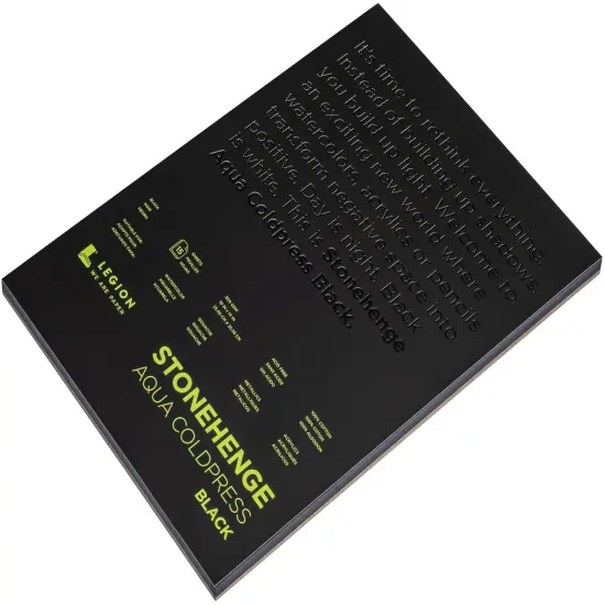 Stonehenge Aqua Block Coldpress Pad 10"X14" 15 Sheets/Pkg-Black 140lb {3}