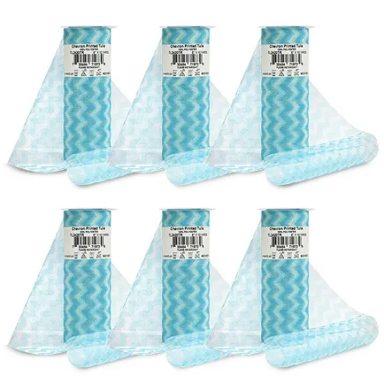 Premium Zig Zag Printed Tulle Spool of 6" X 10 Yards Turquoise {1}