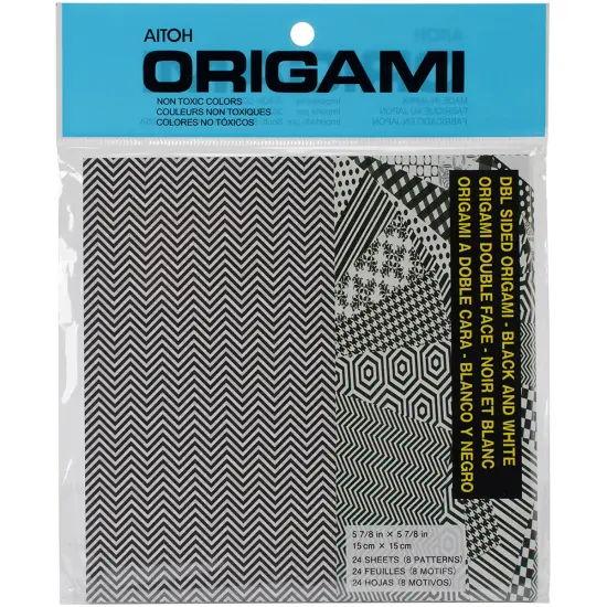 Aitoh Origami Paper 5.875"X5.875" 24/Pkg-Double Sided Black & White {1}