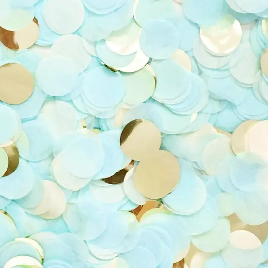 Jumbo Confetti Balloon - Light Blue & Gold {2}