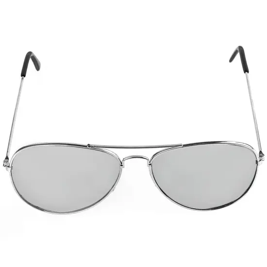 Silver Mirrored Aviator Sunglasses - Military Style Mirror Sun Glasses with Metal Frame and UV 400 Protection {3}