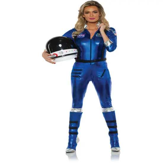 Women's Blue Infinity Astronaut Jumpsuit Costume {1}