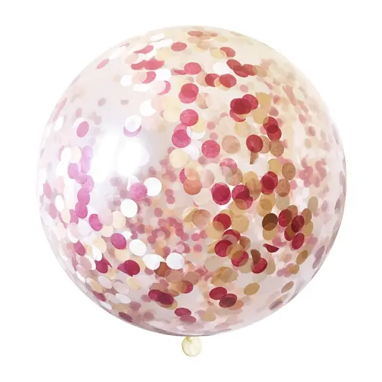 Jumbo Confetti Balloon - Burgundy & Rose Gold {1}