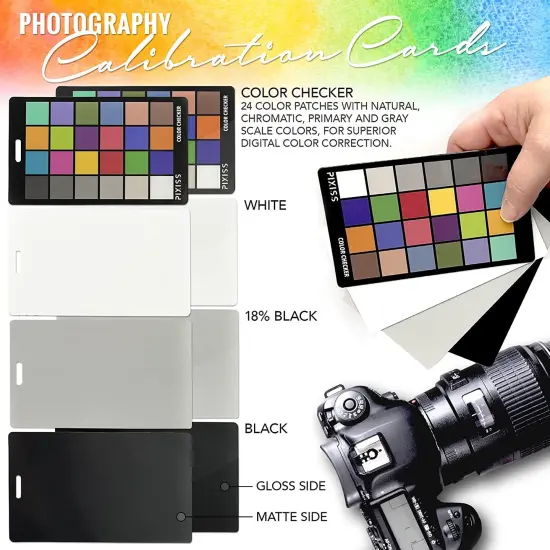 Pixiss Camera Color Correction White Balance Card, 4 In 1 Color Correction Card Set {3}