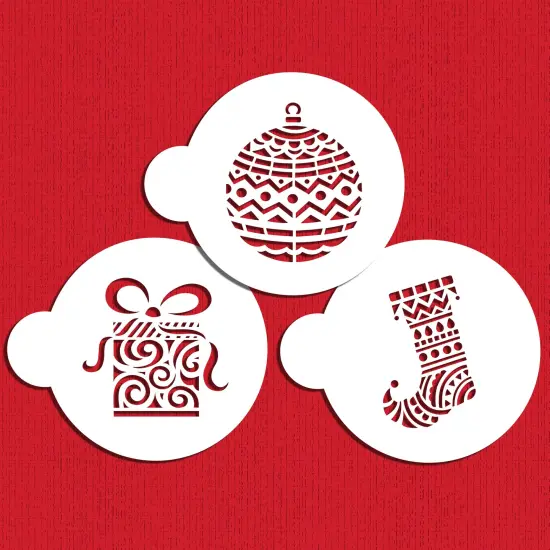 Modern Christmas Cookie Stencil Set | C954 by Designer Stencils | Cookie Decorating Tools | Baking Stencils for Royal Icing, Airbrush, Dusting Powder | Reusable Plastic Food Grade Stencil for Cookies | Easy to Use & Clean Cookie Stencil {4}