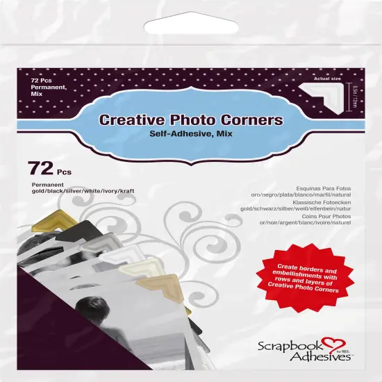 Scrapbook Adhesives Paper Photo Corners Self-Adhesive 72/Pkg-.5" Variety Pack {1}