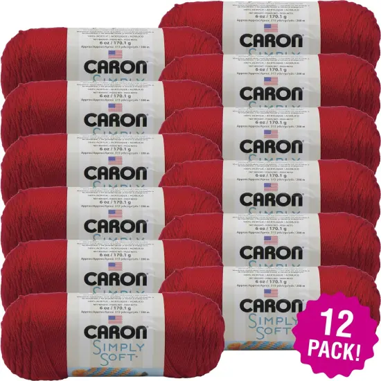 Multipack of 12 - Caron Simply Soft Solids Yarn-Harvest Red {1}