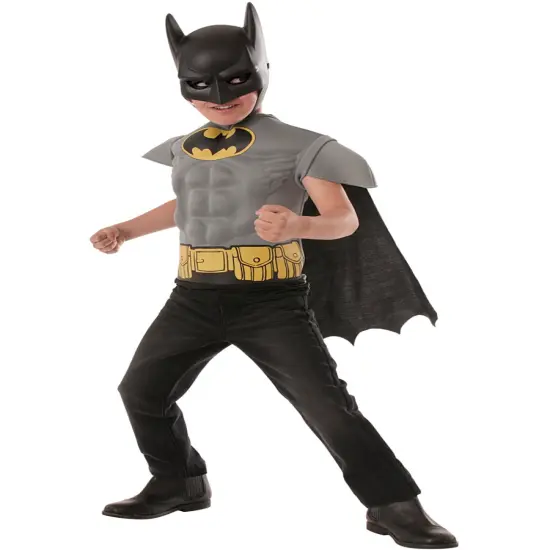 Child's Boys Batman Grey Comic Book Superhero Muscle Chest Costume {1}