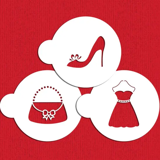 Fashionista Cookie Stencil Set | C881 by Designer Stencils | Cookie Decorating Tools | Baking Stencils for Royal Icing, Airbrush, Dusting Powder | Reusable Plastic Food Grade Stencil for Cookies | Easy to Use & Clean Cookie Stencil {1}