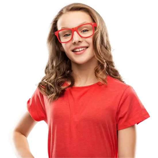 Red Clear Lens Glasses - 80's Style Non Prescription Retro Frames Nerd Costume Eyeglasses {2}