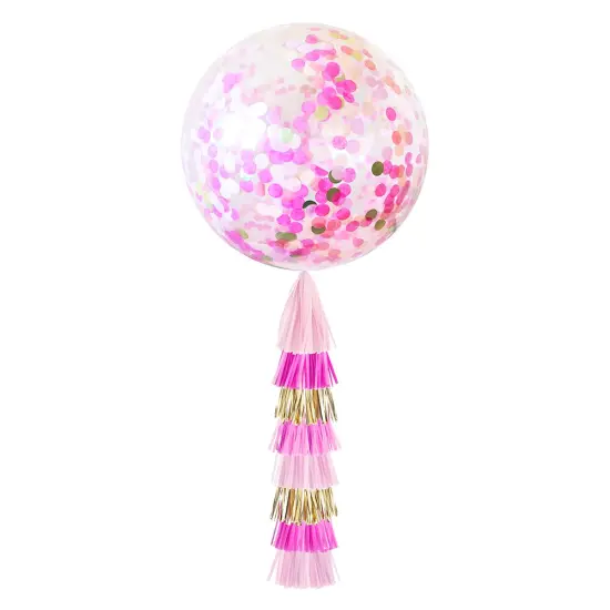 Jumbo Confetti Balloon & Tassel Tail - Pink Party {1}