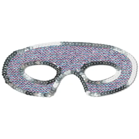 Silver Phantom of the Opera Sequin Trimmed Eye Mask Costume Accessory {1}