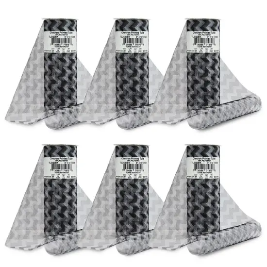 Premium Zig Zag Printed Tulle Spool of 6" X 10 Yards Black {1}
