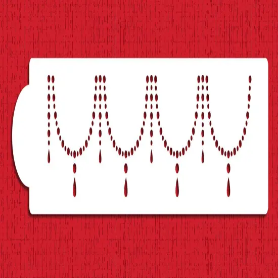 Pearl Necklace Cake Stencil | C925 by Designer Stencils | Cake Decorating Tools | Baking Stencils for Royal Icing, Airbrush, Dusting Powder | Reusable Plastic Food Grade Stencil for Cakes | Easy to Use & Clean Cake Stencil {1}
