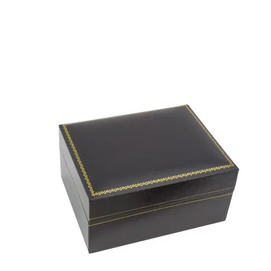 5 Inch Black Leatherette Cartier Style Watch Box with Plush Black Pillow {2}