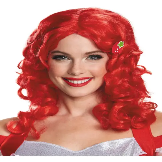 Strawberry Shortcake Deluxe Adult Red Wig Womens Costume Accessory {1}