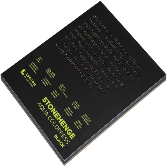 Stonehenge Aqua Block Coldpress Pad 8"X10" 15 Sheets/Pkg-Black 140lb {3}