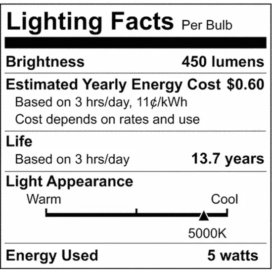 Satco 5w LED Bulb A15 Clear Finish 5000K - 40w-equiv Natural Light {2}
