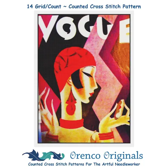 Art Deco Flapper Vogue Cover Eduardo Garcia Benito Counted Cross Stitch Pattern {1}