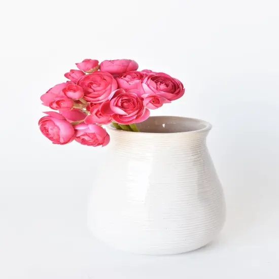 10.5" Faux Dark Pink Ranunculus Stem Bundle {4}