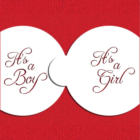 Script It's a Boy, It's a Girl Cookie Stencil Top | C981 by Designer Stencils | Cookie Decorating Tools | Baking Stencils for Royal Icing, Airbrush, Dusting Powder | Reusable Plastic Food Grade Stencil for Cookies | Easy to Use & Clean Cookie Stencil {3}