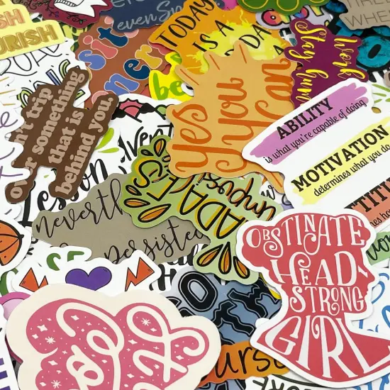 Wrapables Waterproof Vinyl Stickers for Water Bottles, Laptop, Phones, Skateboards, Decals for Teens, 100pcs Inspirational {4}