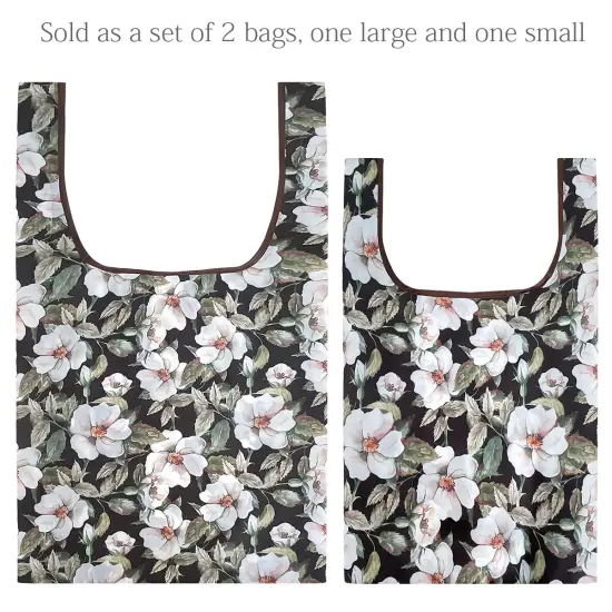Wrapables JoliBag Collection Reusable Shopping Bag (Set of 2) White Pansies {3}