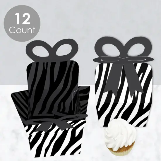 Big Dot of Happiness Zebra Print - Square Favor Gift Boxes - Safari Party Bow Boxes - Set of 12 {4}
