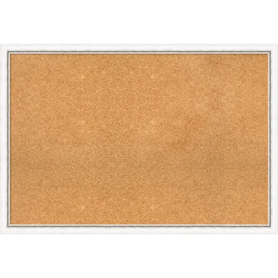 Morgan Wood Framed Corkboard, Natural Cork Morgan White Silver {1}