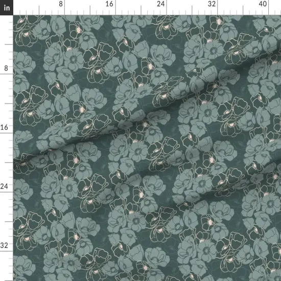 Various Fabrics by the Yard or Fat Quarter Emerald Modern Floral Botanical Blush Custom Printed Fabric by Spoonflower {1}