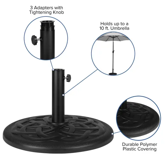 Merrick Lane 30 LB. Universal Cement Patio Umbrella Base with Weatherproof Polymer Coating Black {2}