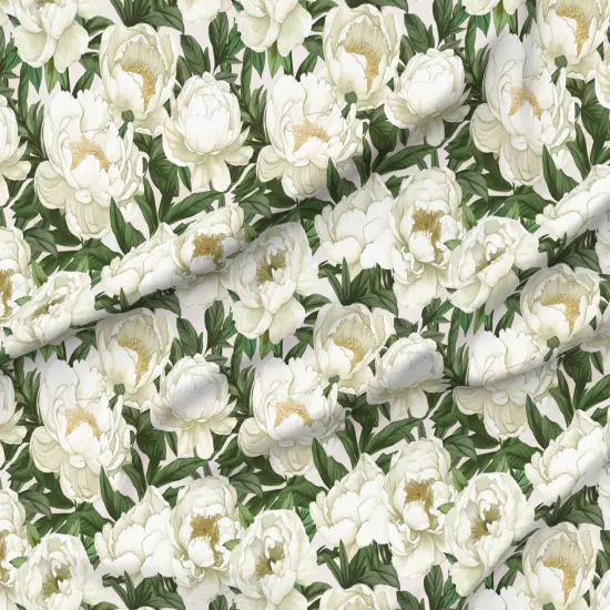 Various Fabrics by the Yard or Fat Quarter White Green Floral Plants Large Scale Garden Botanical Peonies Blooms Spring Summer Custom Printed Fabric by Spoonflower {6}