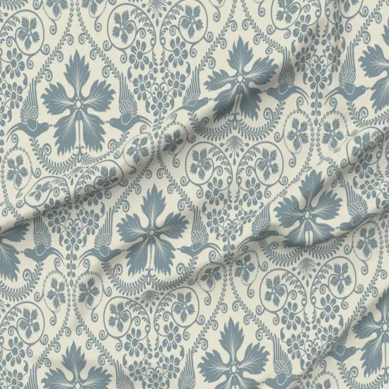 Various Fabrics by the Yard or Fat Quarter Bird Blue Flowers Botanical Floral Damask Italian Villa Large Scale Custom Printed Fabric by Spoonflower {6}