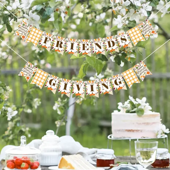 Big Dot of Happiness Fall Friends Thanksgiving - Friendsgiving Party Mini Pennant Banner {7}