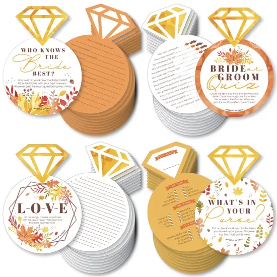 Big Dot of Happiness Fall Foliage Bride - 4 Autumn Leaves Bridal Shower Games - 10 Cards Each - Gamerific Bundle {1}
