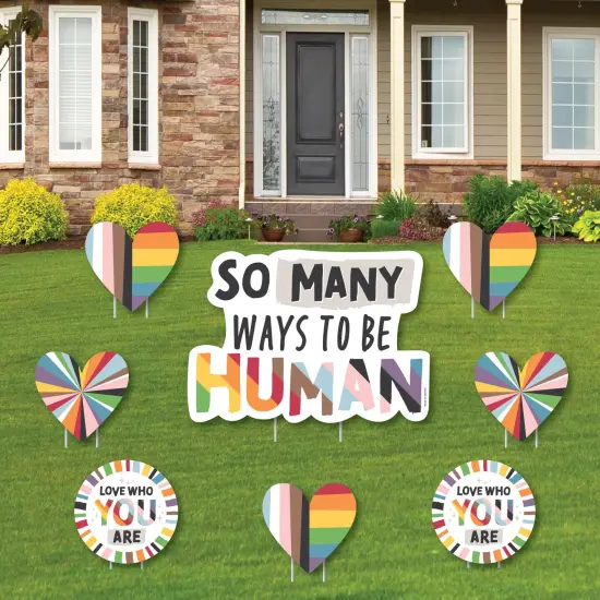 Big Dot of Happiness So Many Ways to Be Human - Yard Sign and Outdoor Lawn Decorations - Pride Party Yard Signs - Set of 8 {1}