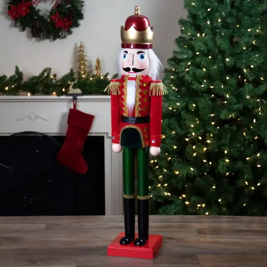 Northlight 35.5" Red and Green Velvet Wooden Christmas Nutcracker King {3}