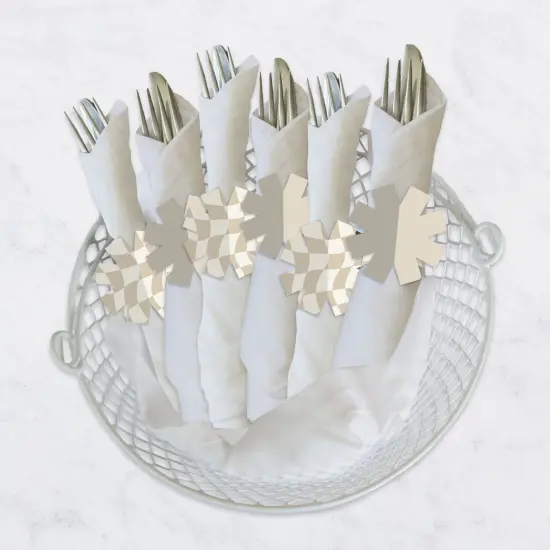 Big Dot of Happiness Tan Checkered Party - Paper Napkin Holder - Napkin Rings - Set of 24 {4}