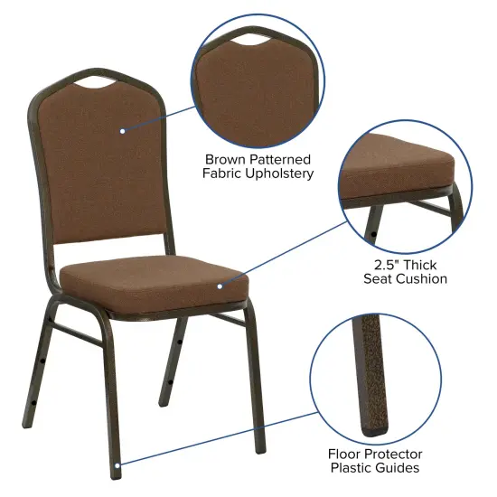 Emma and Oliver Crown Back Stacking Banquet Dining Chair CoffeeFab/GoldVein {2}