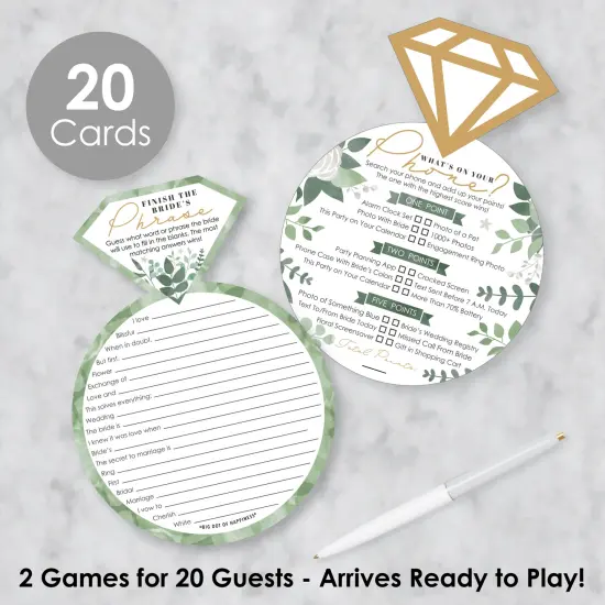 Big Dot of Happiness Boho Botanical Bride - 2-in-1 Greenery Bridal Shower and Wedding Party Cards - Activity Duo Games - Set of 20 {3}