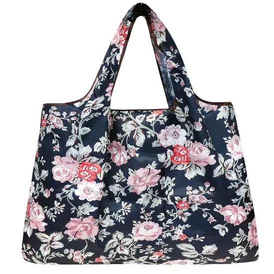 Wrapables Large Foldable Tote Nylon Reusable Grocery Bag Rose Vines {2}