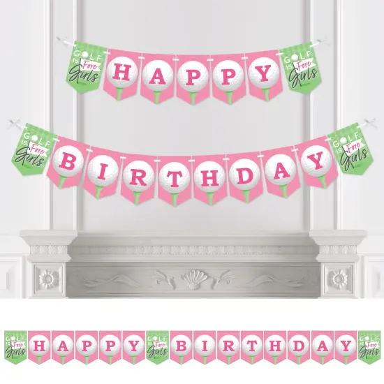 Big Dot of Happiness Golf Girl - Pink Birthday Party Bunting Banner - Party Decorations - Happy Birthday {1}