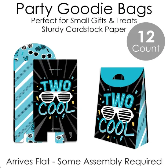 Big Dot of Happiness Two Cool - Boy - Blue 2nd Birthday Party Gift Favor Bags - Party Goodie Boxes - Set of 12 {7}